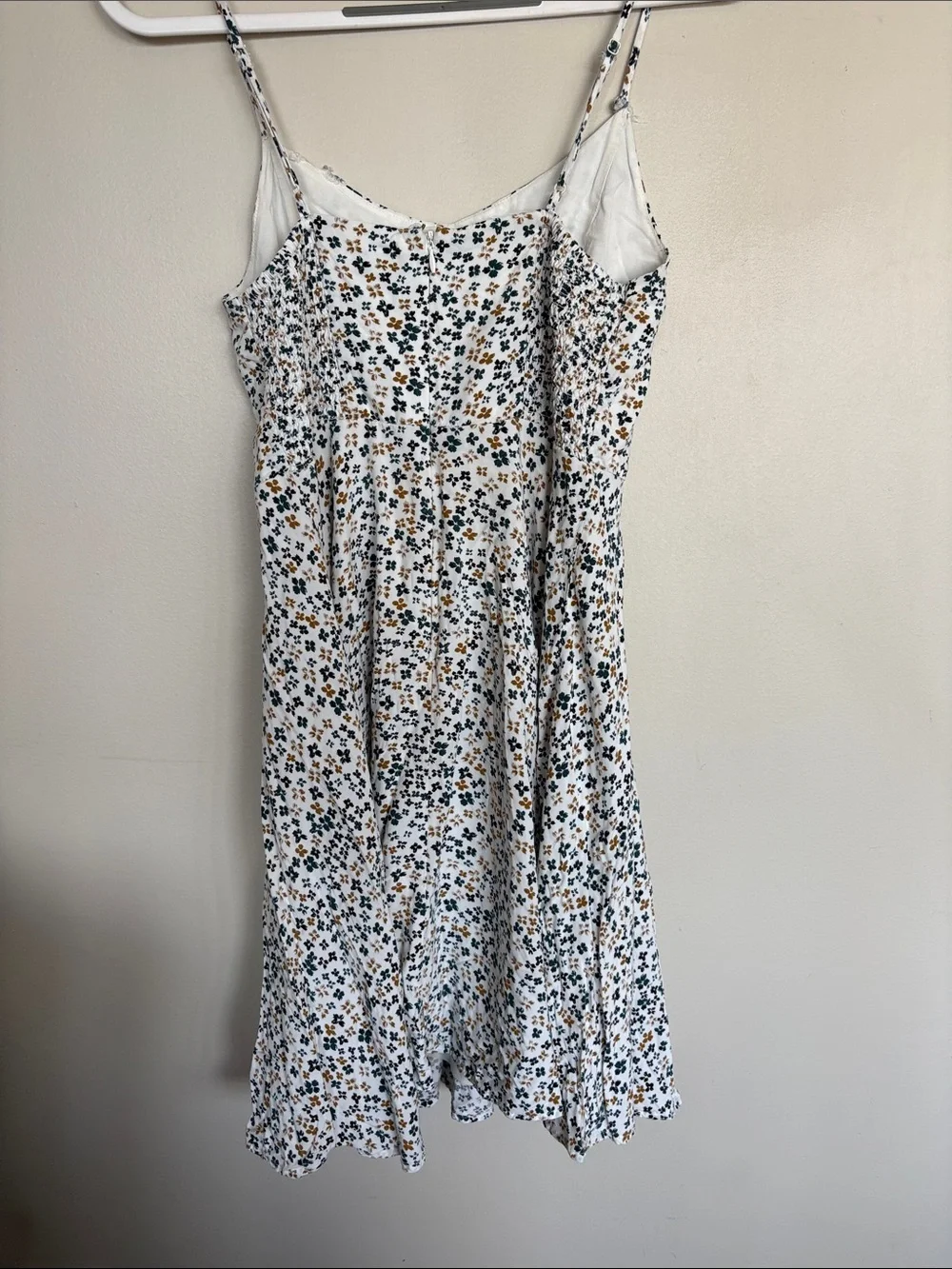 Old Navy Floral Smocked Sundress White Green Brown Medium - Picture 4 of 8